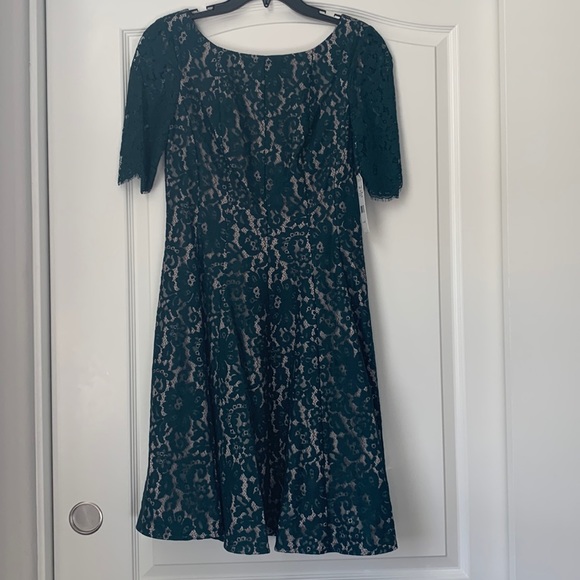 Elisa J Midi Lace Dress, Dark Green, Size 8 - Picture 1 of 9